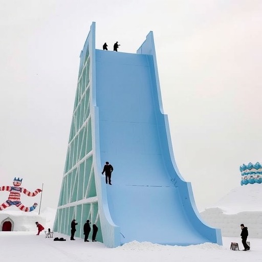 哈尔滨冰雪大世界超级冰滑梯动工(图1)